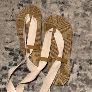Stylish Tan Sandals with Cream Straps